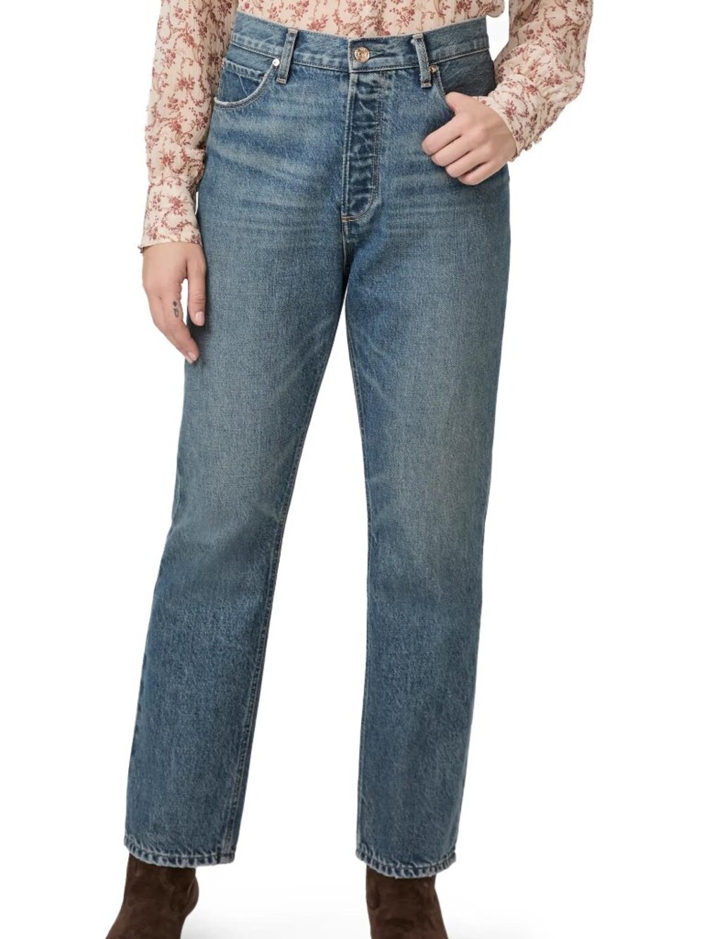 PAIGE Billy High Waist Crop Straight Leg Jeans in Signature - Picture 1 of 4